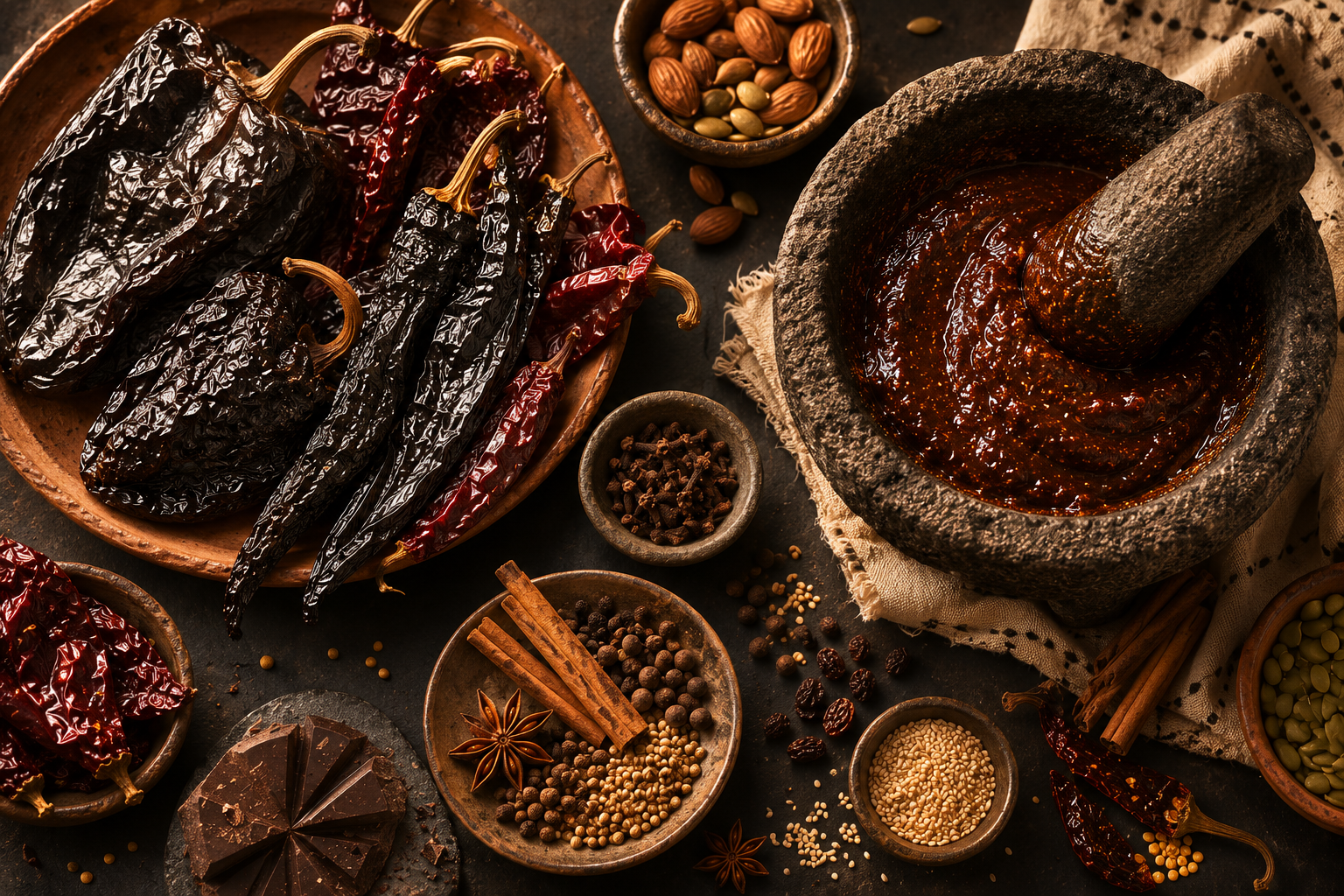 Dried Mexican chiles and traditional spices, evoking the Retro Rejuvenation trend